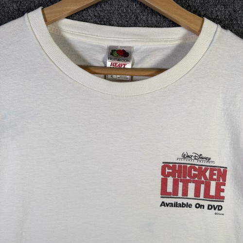 Vintage Chicken Little Shirt Mens XL White Y2K DVD Walt Disney Movie Promo
