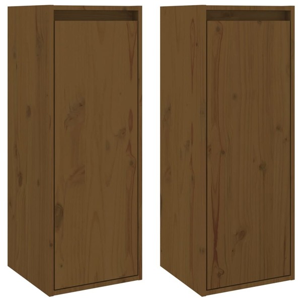 HäNgeschrank WandschräNke 2 Stk. Honigbraun 30X30X80 Cm Massivholz Kiefer SchräN-image