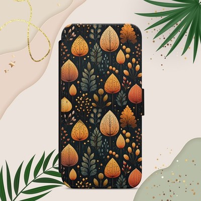 Minimalistische Baumwald Handyhülle für iPhone Samsung Pixel Flip Wallet Cover