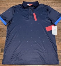 NWT Redvanly Ramey Golf Performance Polo Shirt Men s Sz M Navy Polka Dot