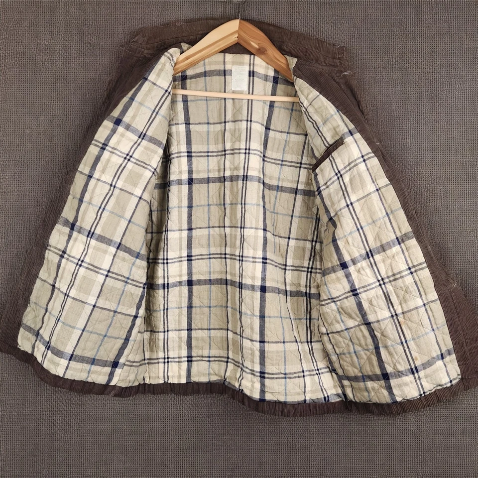 Chaqueta De Colección Antigua Azul Marino Para Hombres Mediana Marrón Pana Tareas Chaqueta Franela Forrada Y2K Foto 4 de 4