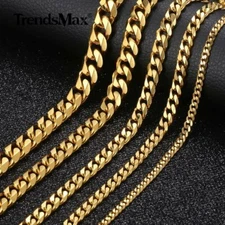 3/5/7/9/11mm Gold Curb Cuban Chain Jewelry Set or 18-30" Necklace 7-9" Bracelet