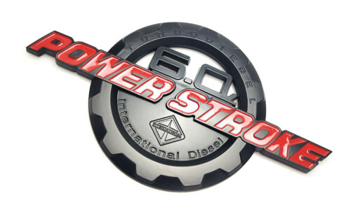 2x 6.0L Power Stroke International Side Fender Emblem Badge for F250 F350 red - Picture 2 of 4