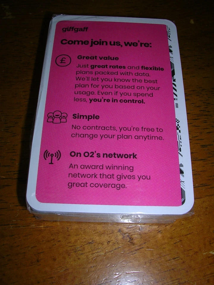 Giffgaff Sim Card And Playing Cards. New And Sealed. - Image 4 of 4