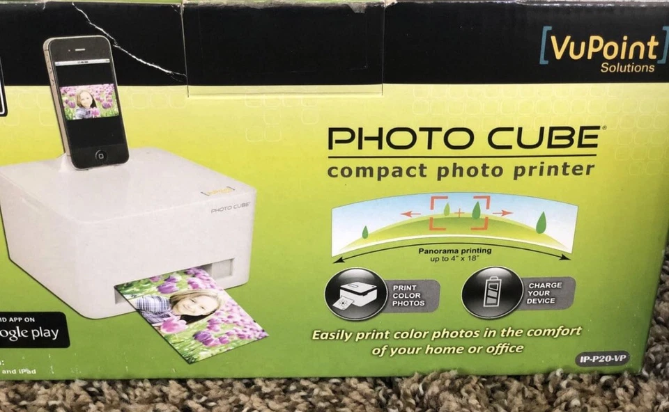 Vupoint Photo Cube compact printer, Pod iPhone iPad Android + 4 color ink - Image 2 of 2