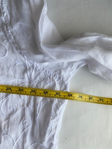 Maggie T Linen Blouse Womens Plus Sz 24 White Button Up Long Sleeve Collared Top - Picture 15 of 17