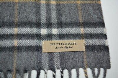 NWT BURBERRY GREY VINTAGE CHECK 100% CASHMERE SCARF | eBay