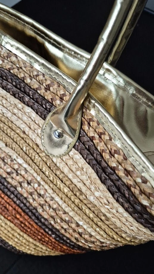 Bolsa de praia Style & Co. grande marrom, bronzeada, dourada tecido ferrugem - Imagem 2 de 4