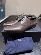 Prada Men’s Calzature Uomo 2EB005 Brown Leather Dress Shoes EU 9.5 US 10.5 MINT