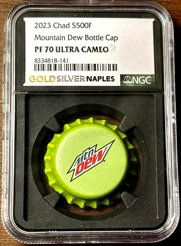 2023 Chad Bottle Cap Silver 500 Francs Mountain Dew NGC PF70 PR70 RARE