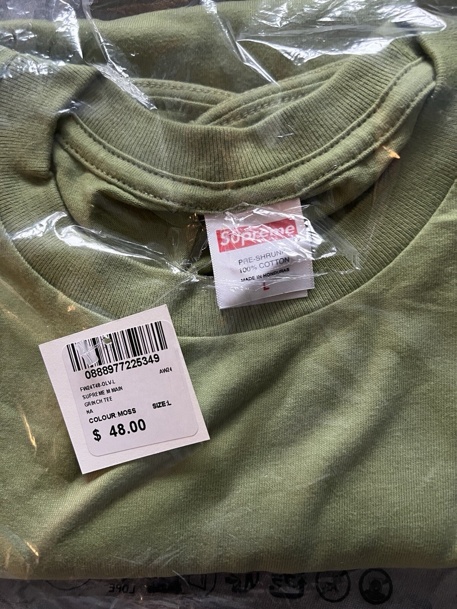 IN HAND - SUPREME GRINCH TEE GREEN LARGE FW24 GRINCHMAS