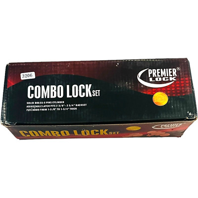 Premier Lock Combo Lock Set - Solid Brass 5 Pin Fits 2 3/8 - 2 3/4 Backset