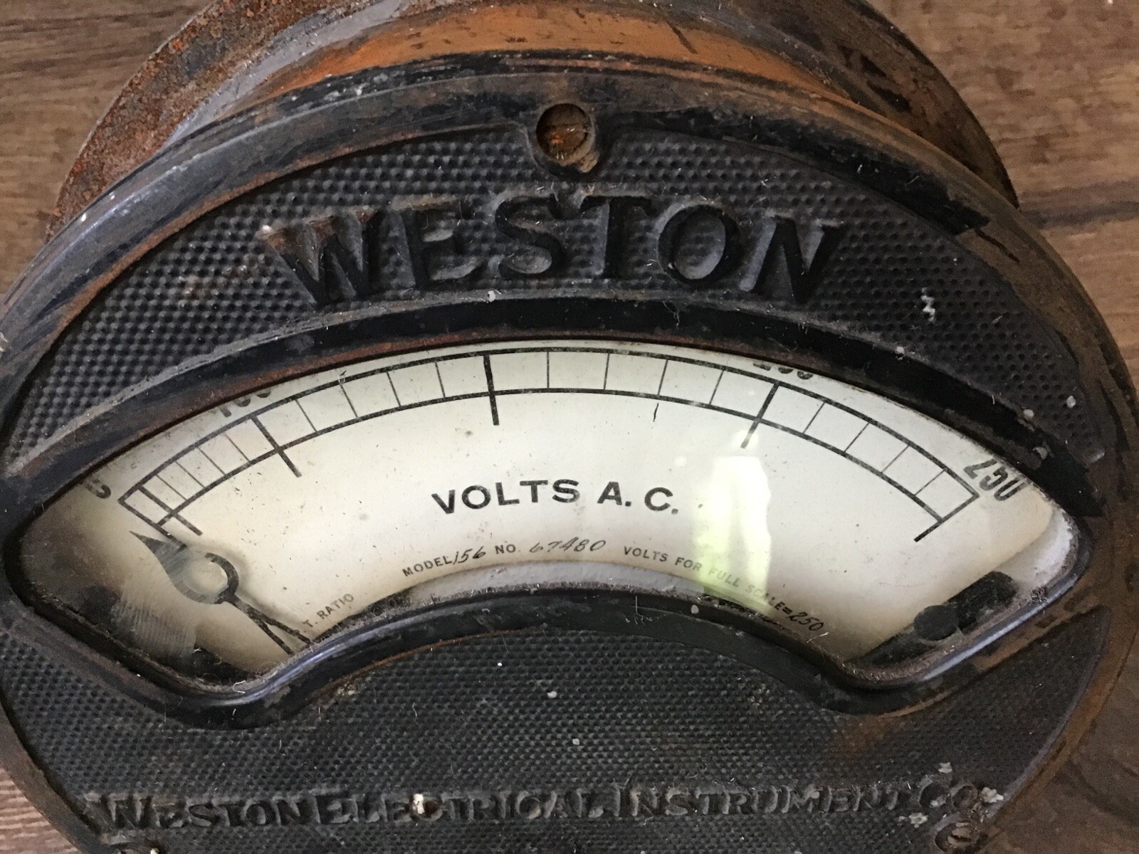 Antique WESTON ELECTRICAL INSTRUMENT Co Large Volts Gauge NEWARK NJ USA