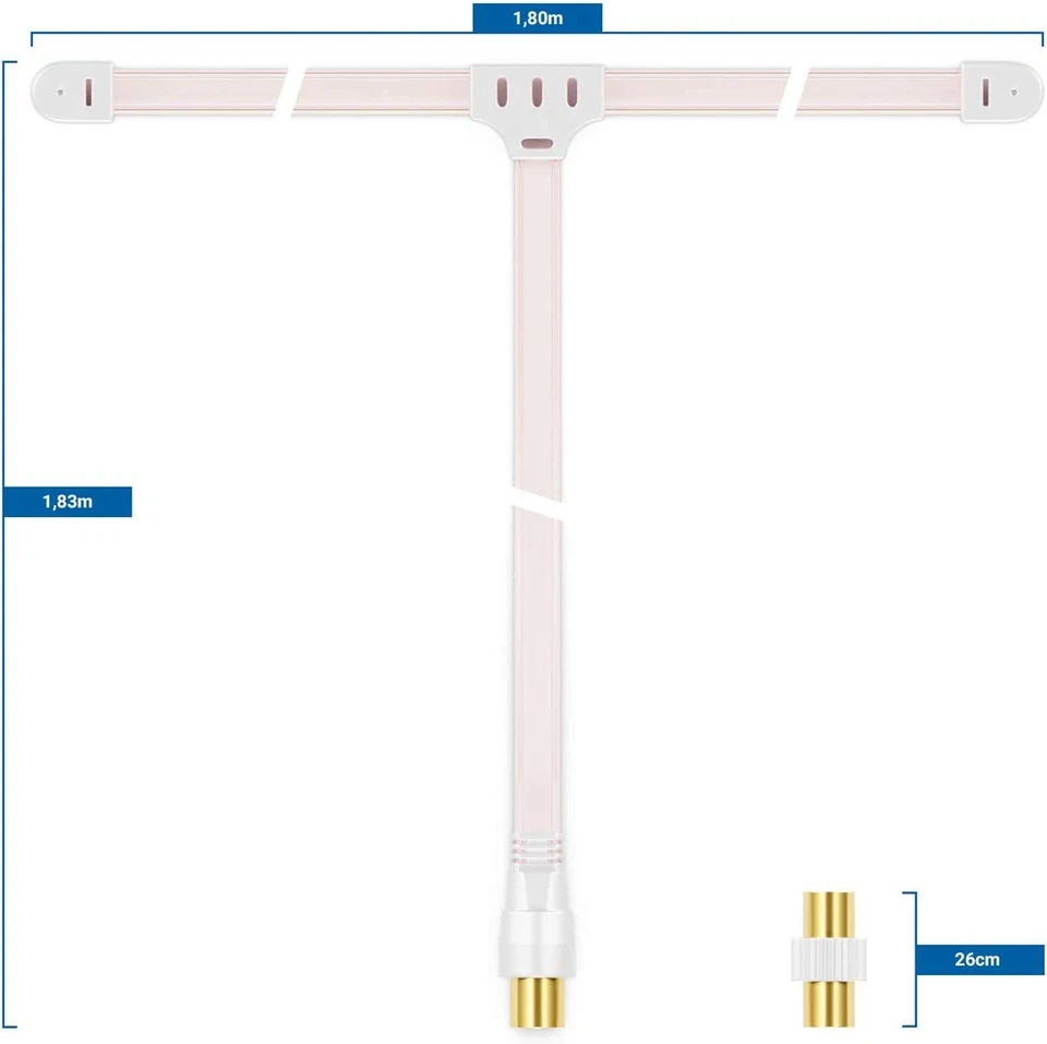 FM AM UKW Radio Antenna Dipolo Antenna Da Interno 75 Ohm Connettore Ricevitore - Immagine 3 di 4