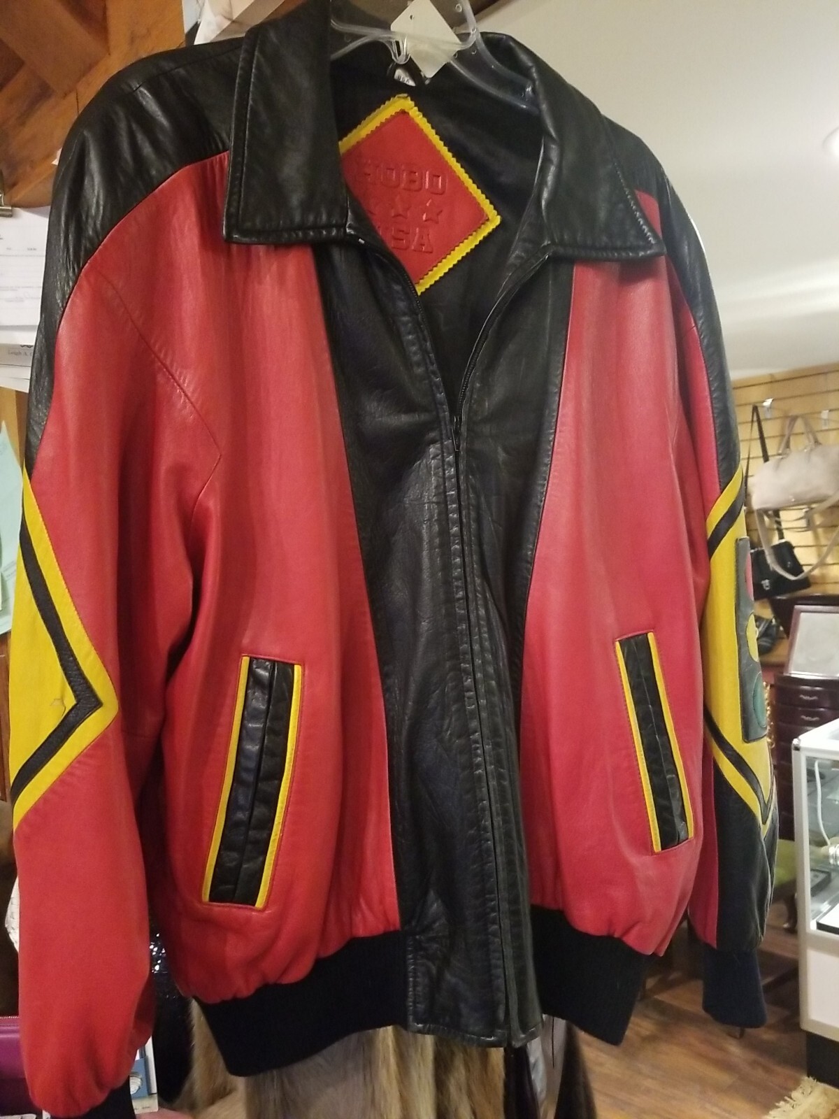 Bomber Jacket Michael Hoban DESIGNER NORTH BEACH LEATHER “HOBO USA” Vtg szM EXC-image