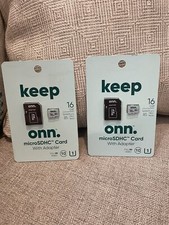 TWO 16GB microSDHC Cards Adapter ONN Sealed 2x 16GB cards