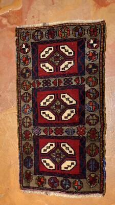 Antique 1900-1930s Kurdish Tribal Rug  1 9'' X 3 6 