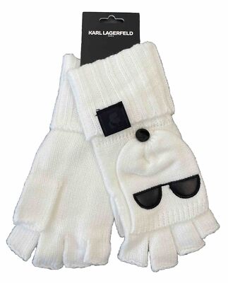 NWT Karl Lagerfeld Paris Appliqué Flip Top Mitten Ivory
