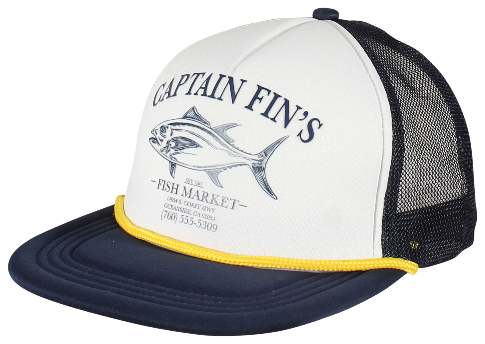 Кепка дальнобойщика с рыбного рынка Captain Fin - Белая / Темно-синяя - Новинка