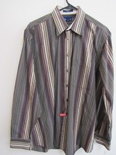 Paul Fredrick Long Staple Cotton Striped Long Sleeve Button-Up Shirt Large