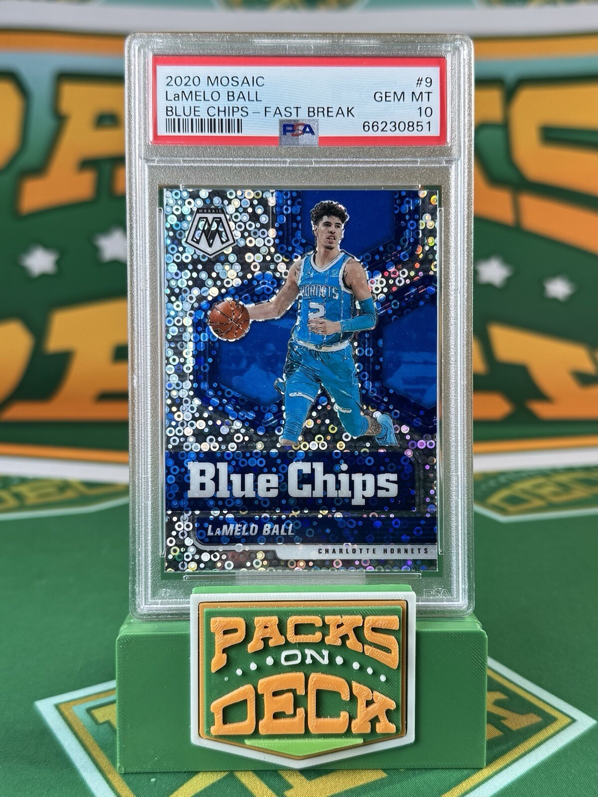 LaMelo Ball Rookie Blue Chips Disco Mosaic 2020 Panini Mosaic Hornets PSA 10