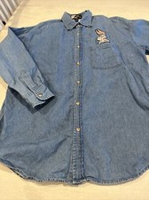 Vintage Looney Tunes Shirt Adult L Bugs Bunny  Taz Long Sleeve Denim Top Line