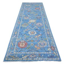4'2" x 12' Carolina Blue Afghan Angora Oushak Wide Runner Oriental Rug R89507