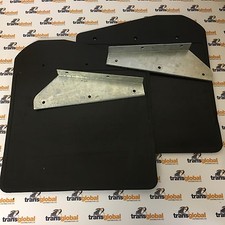 Front Mud Flaps & Galvanised Brackets to fit Land Rover Defender models to 2016