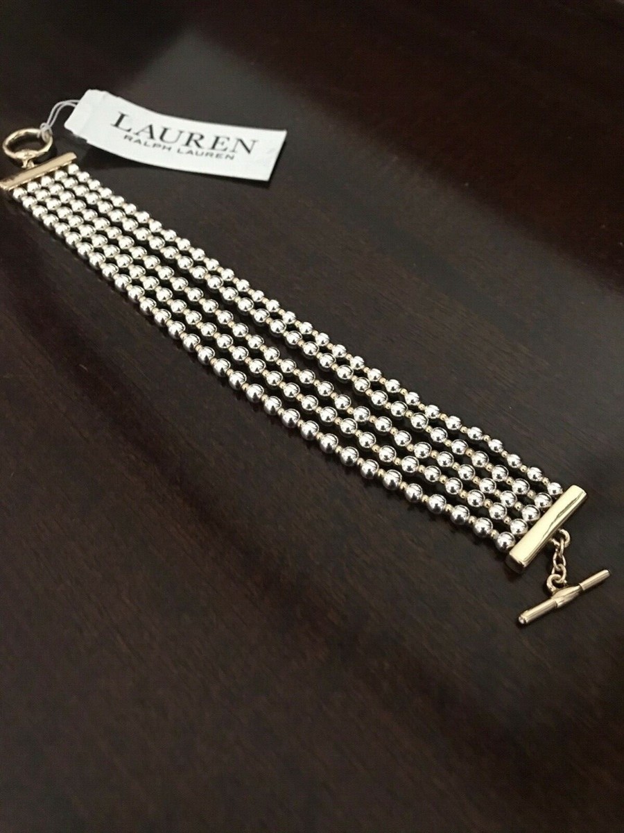 ブレスレット RALPH LAUREN Two-Tone Hamilton Multi Row Bracelet Lauren Ralph Lauren Two-Tone Beaded Multi-Row Flex Bracelet