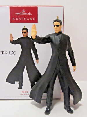 Hallmark Ornament 2022 Neo THE MATRIX sci-fi action Movie Black Trench Coat B32