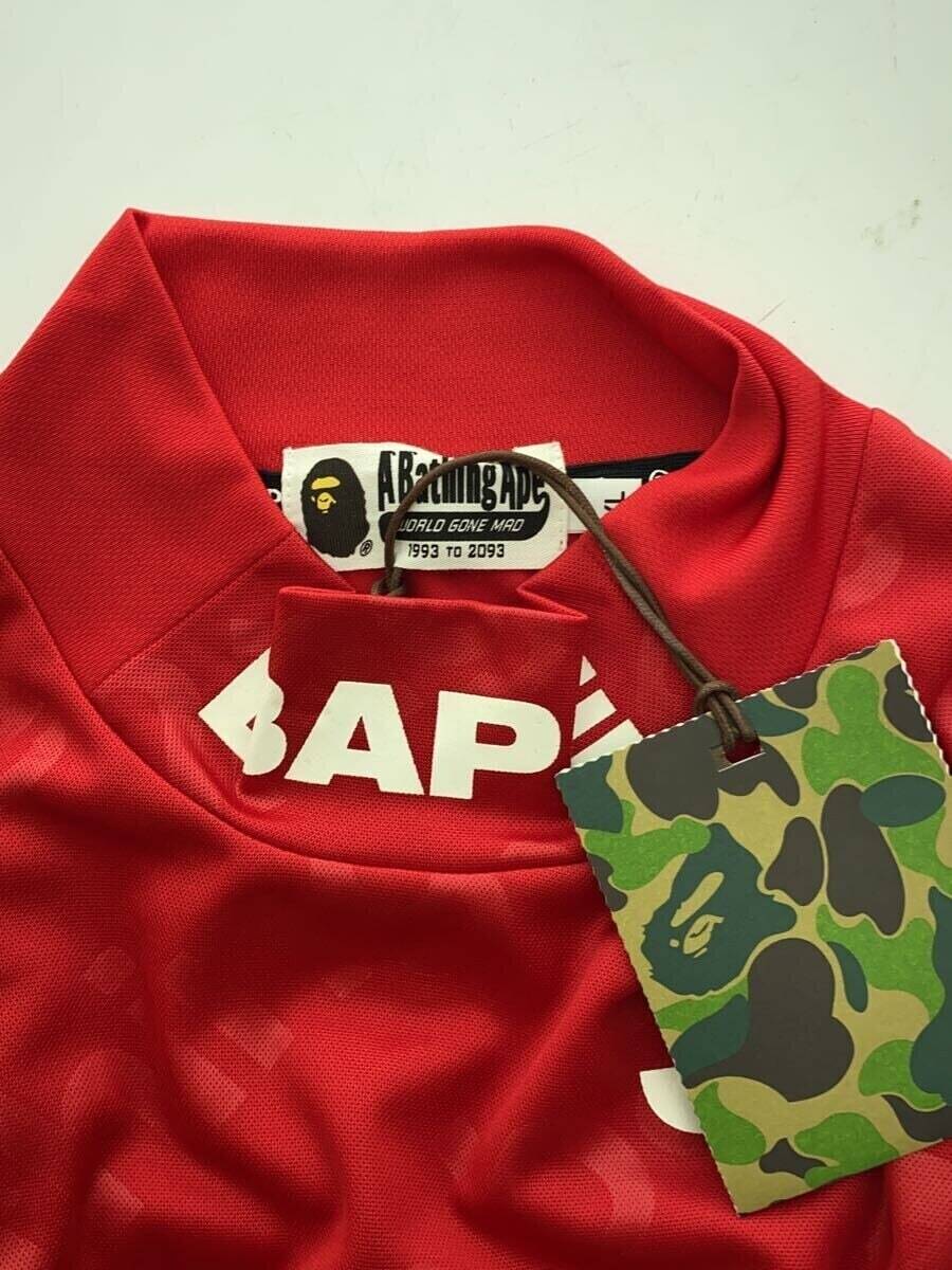 Bathing Ape 長袖サッカーシャツ Lサイズ レッド A BATHING APE 'カレッジロゴ'ボーダー 長袖 Tシャツ L/S TEE L