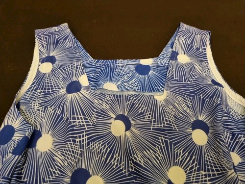 Vintage 50s 60s Handmade Blue White Burst House Shift Dress Mod Size 10-12 M - Picture 4 of 5