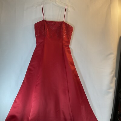 Vintage Let's Fashion Embroidered Red Prom Formal Dress Gown Size Lg w/  Wrap USA | eBay