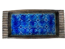 MCM Aldo Londi Bitossi Italian Ceramic Pottery Ashtray 10"W X 4.75"D Rimini Blue