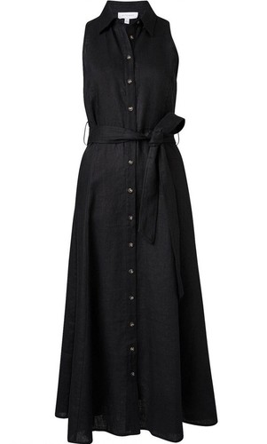 Witchery Black Linen Sleeveless Shirt Dress Size 16 Excellent Condition - Picture 4 of 16