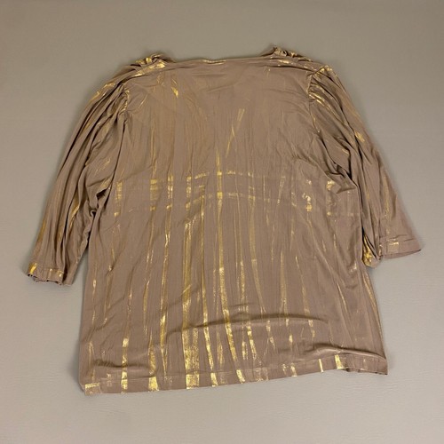 Fashion Bug Gold Metallic Blouse Top 2X Plus Size Beige Pleated Party Holiday - Picture 10 of 11
