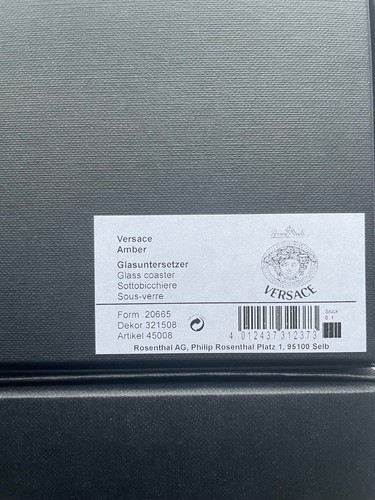 Rosenthal Versace Glass Drinks Coasters 2 Amber Coasters Brand New Boxed REDUCED - Picture 6 of 15