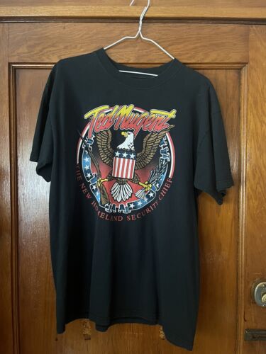 RARE Ted Nugent Homeland security Tour Shirt Vintage Large Diplomats - Afbeelding 1 van 2