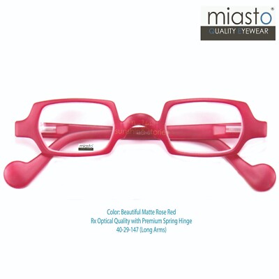 MIASTO SMALL SQUARE/RECTANGULAR READING GLASSES +4.00 (STURDY) TAIWAN~LONG ARMS