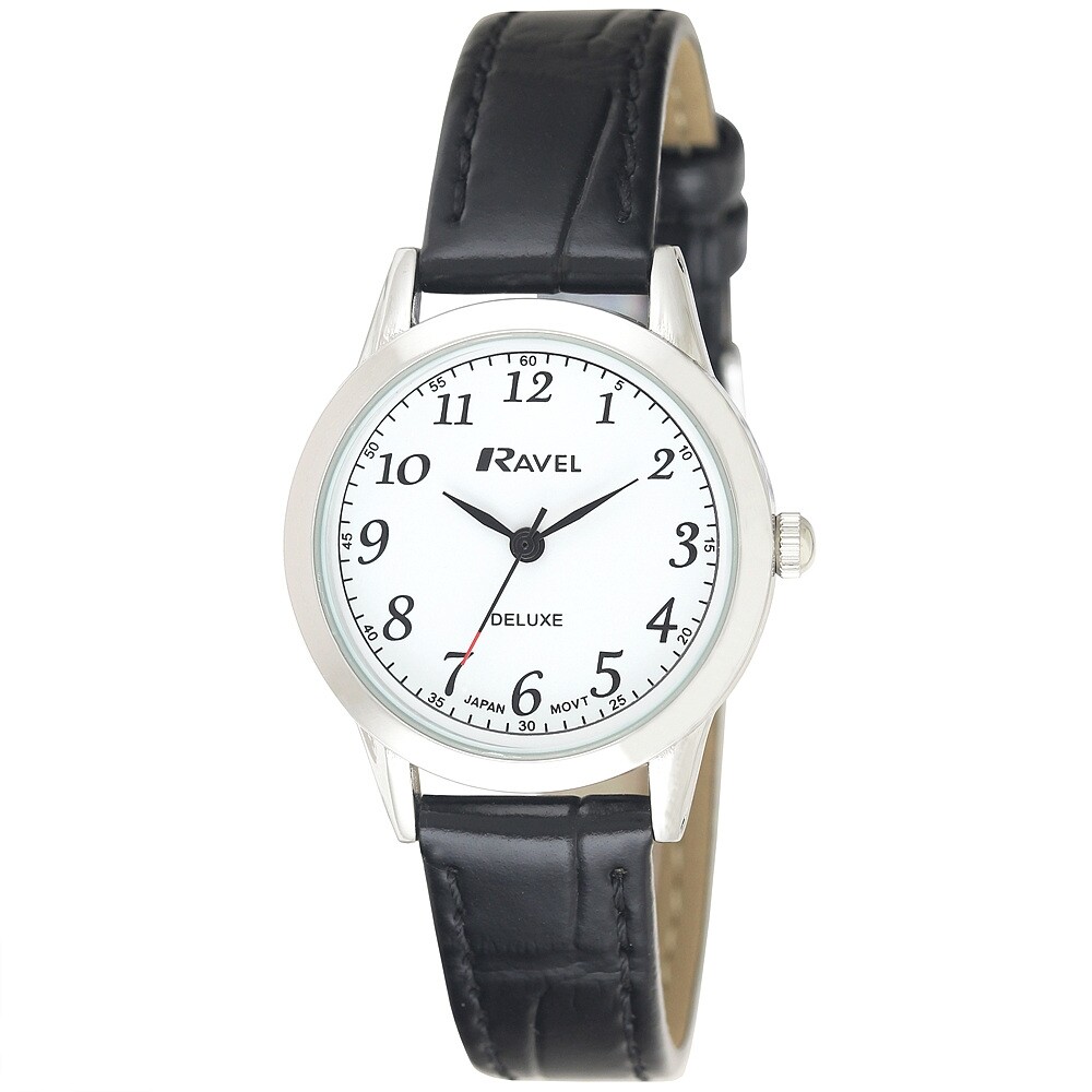 Ladies Deluxe Easy Read Watch Genuine Croco Leather Strap by Ravel RD101L