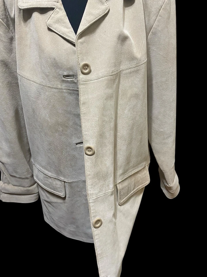 Jessica Holbrook Mujer’s 1x Lavable Gruesa Gamuza Beige Chaqueta De Colección Western Y2K Foto 2 de 4