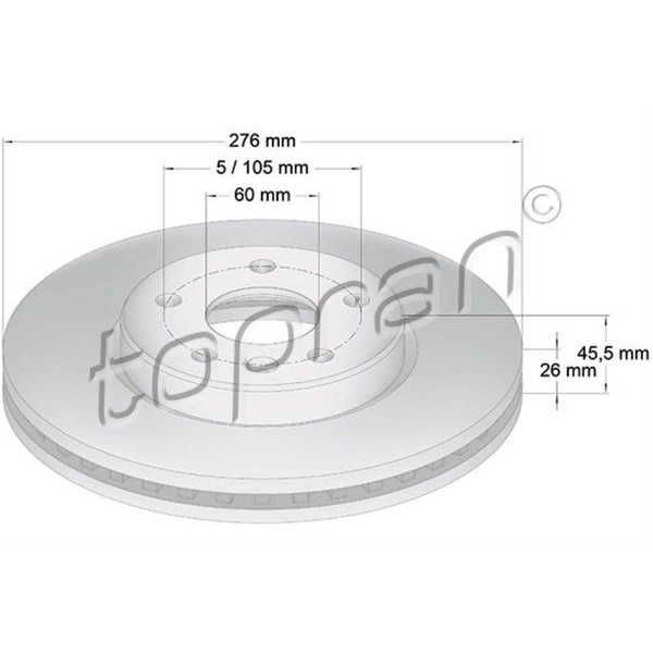 Topran Bremsscheiben Vorne Ø276 Mm BelüFtet FüR Opel Astra J P10 Chevrolet Cruze-image