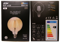 Led E27 GlüHbirne 8 Watt 864 Lm G125 Vintage Warmweiß Filament 2200K W/W 180