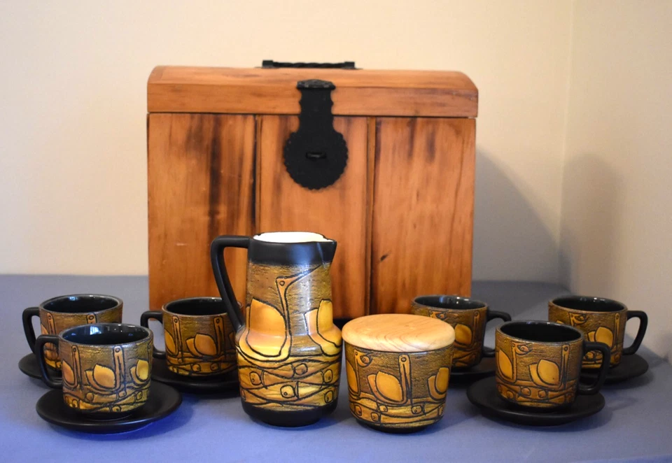 Eduardo Vega Vintage Art Pottery Coffee/Tea Service Set Cuenca Ecuador (16 Pcs) - Image 3 of 4
