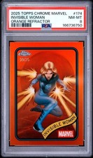 2025 Topps Chrome Marvel #174 Invisible Woman Orange Refractor /25 PSA 8 NM-MT