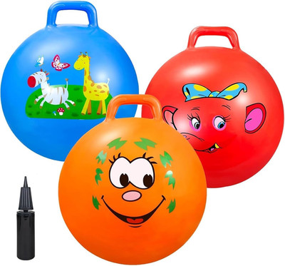 Bouncy Balls with Handle for Kids, Ride on Toys Balls for Kids 3 4-8, 3 Pack Hop