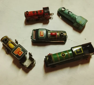 5 Anciennes petites locomotives tôle lithographiées - Photo 1/4