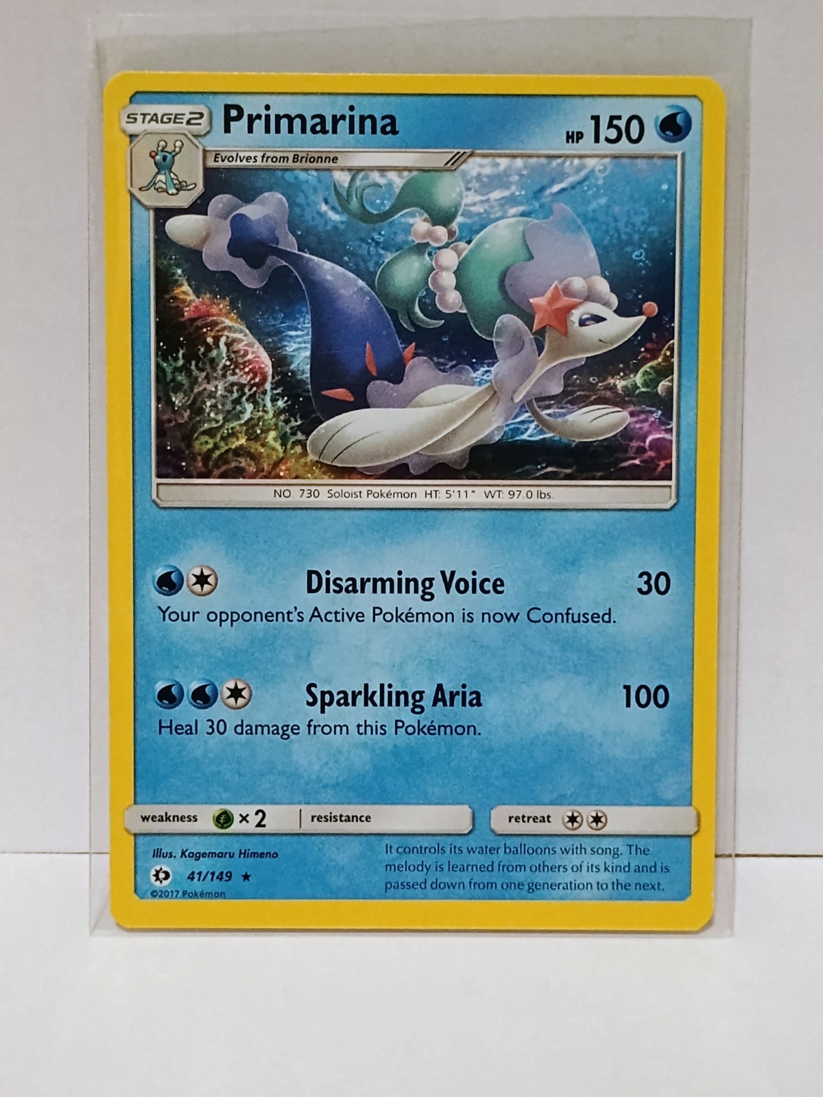 Primarina 41/149 Sun & Moon Base Set Pokemon TCG Card [ENG]*