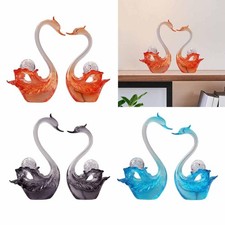 2 Pezzi Statua di Coppia di Cigni Decorazione da Tavolo Centrotavola Scultura di