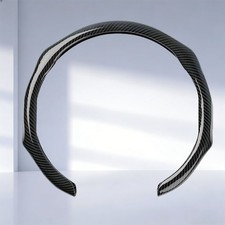 Car Steering Wheel Cover Glossy Black Carbon Fiber Snap On Wrap Grip Anti-skid